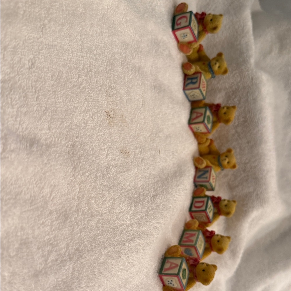 Cherrished Teddies Cream and Brown Bear Figurine spells Grandma